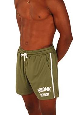 Kronk Shorts gefüttert mit Einzelstreifen und Detroit-Logo, military green, XL von KRONK