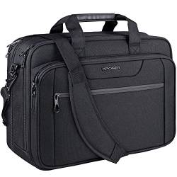 KROSER 18" Laptop Tasche Erweiterbare Laptop-Aktentasche Passt bis zu 17,3 Zoll Laptop wasserdichte Umhängetasche für die Schulter Computertasche für Business/Schule/Männer/Frauen-Schwarz MEHRWEG von KROSER