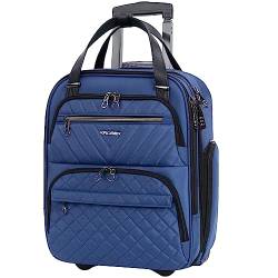KROSER Handgepäck Koffer Trolley 40cm, Carry On Untersitzer Multifunktional 16-Zoll Leichter Über-Nacht-Koffer für Frauen, Blau von KROSER