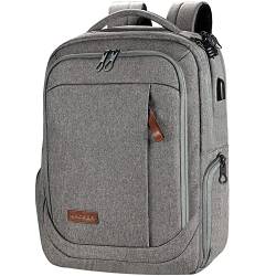 KROSER Laptop Rucksack Schulrucksack 17,3 Zoll Reiserucksack Handgepäck Tagesrucksack Wasserabweisende Multifunktion Laptoptasche für Business/Schule/Reisen/Frauen/Männer-Grau von KROSER