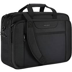 KROSER Laptop Tasche XXL 18,5 Zoll Schultertaschen Business Aktentasche Passt Bis Zu 18 Zoll Wasserabweisend Umhängetasche Erweiterbar Kapazität für Reisen/Schule/Männer/Frauen-Schwarz MEHRWEG von KROSER