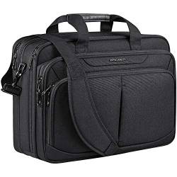 KROSER LaptopTasche 18" Upgrade Erweiterbare Leichte Aktentasche für 17,3" Laptop Premium Arbeitstasche Wasserdichte Umhängetasche mit RFID-Taschen für Schule/Reisen/Frauen/Männer-Schwarz MEHRWEG von KROSER