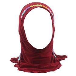 KRUIHAN Muslimischer Hijab Mädchen Moslem Schal - Anbetung Kopfstück Arabien Islamisch Kopfkappe Rot von KRUIHAN