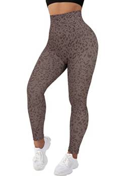 KRUPTI Frauen Yoga Leggings Fitness Sport Strumpfhosen Nahtlose Scrunch Butt Legging Hohe Taille Sportbekleidung Tie Dye Workout Strumpfhosen Gym Hose Laufhose,Braun Camo 14,L von KRUPTI