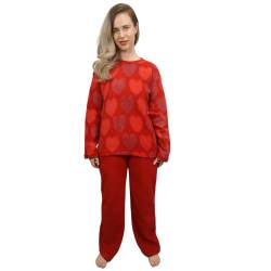 KRUXADER Damen-Pyjama-Set, warm, Fleece, Größe 36-52, Carme Burgunderrot, 46 von KRUXADER