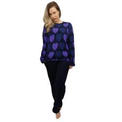 KRUXADER Damen-Pyjama-Set, warm, Fleece, Größe 36-52, Carme Deep Blue, 42 von KRUXADER