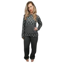 KRUXADER Damen-Pyjama-Set, warm, Fleece, Größe 36-52, Hestia Dunkelgrau, 46 von KRUXADER