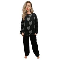 KRUXADER Damen-Pyjama-Set, warm, Fleece, Größe 36-52, Hestia schwarz, 42 von KRUXADER