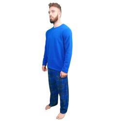 KRUXADER Herren-Pyjama-Set, warm, Fleece, Loungewear, Winter, PJ's Pyjama-Sets, Marineblaues Schottenkaro, XXXXL von KRUXADER