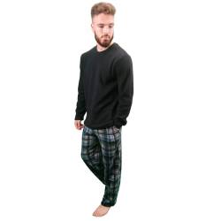 KRUXADER Herren-Pyjama-Set, warm, Fleece, Loungewear, Winter, PJ's Pyjama-Sets, Schwarz (Tartan), XXL von KRUXADER