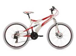 Mountainbike KS CYCLING "Topeka" Fahrräder Gr. 44 cm, 26 Zoll (66,04 cm), rot (weiß, rot) Full Suspension von KS-Cycling