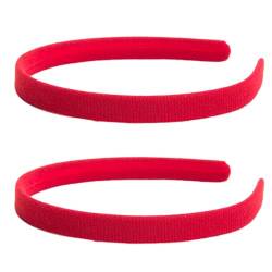 2 Stück rote Stirnbänder, rote Band-Accessoires, modische rote Haar-Accessoires, Haarbänder für Mädchen, Samt-Stirnbänder für die Schule, Red Nose Day von KSBBHDS