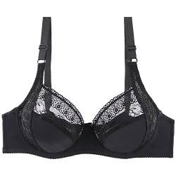 KSDFIUHAG Erotische Strumpfhosen Für Damen Sexy Frauen BH Floral Lace BHS Nicht Gepolsterte Bügel Büstenhalter Dessous Plus Size-Black_90D von KSDFIUHAG