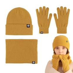 Mütze-Schal-Handschuh-Set für Damen - Wintermütze Schal Handschuhe,Strickmütze für kaltes Wetter, weiche Fleece-Thermo-Winterschal-Handschuhe zum Skaten, Snowboarden, Wandern, Reisen Kshsaa von KSHSAA