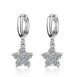 KSKAN Ohrringe Silber 925,925 Sterling Silber Kristall Stern Ohrhänger, Silber Pflaumenblüten Tropfen Ohrringe, Luxus Huggie Hoop Baumelnde Ohrringe, Schmuck für Frauen Geschenk von KSKAN