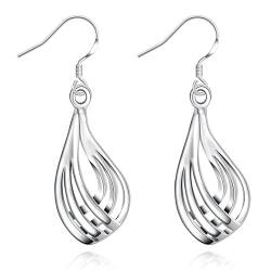 KSKAN Ohrringe Silber 925,925 Sterling Silber Twist Spiral Tropfen Ohrringe, Hohle Tropfen Ohrringe, Trendige Haken Ohrringe, Schmuck für Mädchen Geburtstagsgeschenk von KSKAN