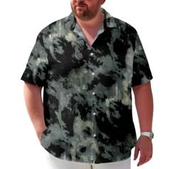 Trachtenhemd Herren,Übergroße Herren-Hawaii-Hemden Aquarell-Druck Lässig Lockere Passform T-Shirt Sommer-Sport-Hemden Kunst Florales Aloha Für Starke Männer Party-Strand-Tops 6XL von KSKAN