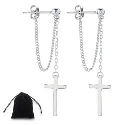 KSUKTSW Kreuz Ohrringe aus Edelstahl Kreuz Tropfen Ohrringe mit Kreuz Anhänger Damen Ohrringe Herren Ohrstecker Hypoallergener Schmuck Schmuck Geschenk zu Ostern Weihnachten Halloween von KSUKTSW