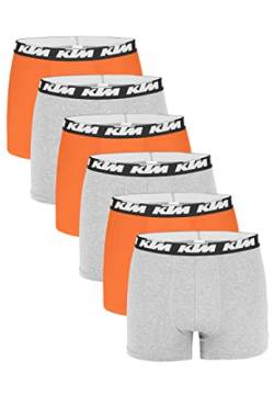 KTM by Freegun Boxershorts für Herren Unterwäsche Pant Men´s Boxer 6 er Pack, Farbe:Light Grey / Orange, Bekleidungsgröße:S von KTM