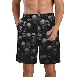 KTQUZCLF Schnell trocknende Strand-Shorts, schwarzer Totenkopf-Kopf, Herren-Badeshorts mit Taschen zum Surfen, Tauchen, siehe abbildung, L/XL von KTQUZCLF