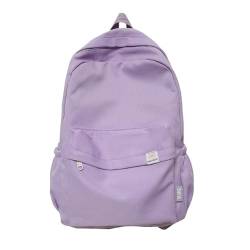KTTGYRE Schulrucksack Wasserdichtes Nylon Frauen Rucksack Frauen Reisetasche Rucksäcke Schulbag Für Teenager Mädchen Solid Color Bookbag-Purple von KTTGYRE