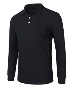 KTWOLEN Herren Poloshirt Langarm Baumwolle Slim Fit Golf T-Shirt Klassischer Casual Polo Shirts Polohemd Tops von KTWOLEN