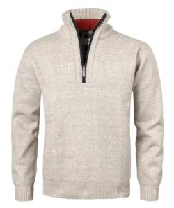 KTWOLEN Herren Pullover Fleece Gefüttert Langarm Strickpullover mit Stehkragen Winterpullover Fleecepullover Feinstrick Sweat Sweatshirt Pullover mit Reißverschluss, Beige, L von KTWOLEN