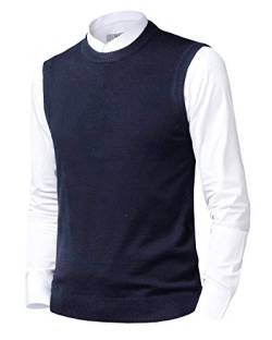 KTWOLEN Herren Pullunder V-Ausschnitt Strickweste Slim Fit Ärmellose Pullover Winter Pullover Weste Freizeit Business Wollweste Pulloverwestee für Männer, B-Blau, L von KTWOLEN