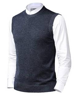 KTWOLEN Herren Pullunder V-Ausschnitt Strickweste Slim Fit Ärmellose Pullover Winter Pullover Weste Freizeit Business Wollweste Pulloverwestee für Männer, B-Holzkohle, L von KTWOLEN