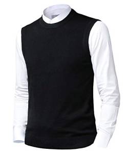 KTWOLEN Herren Pullunder V-Ausschnitt Strickweste Slim Fit Ärmellose Pullover Winter Pullover Weste Freizeit Business Wollweste Pulloverwestee für Männer, B-Schwarz, M von KTWOLEN