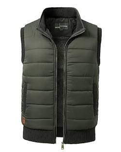 KTWOLEN Herren Winter Weste Fleece Gefütterte Sportwesten Steppweste Outdoorwesten Winddichte Freizeitweste Ärmellos Jacke Camping Safari Herrenweste, Armeegrün, L von KTWOLEN