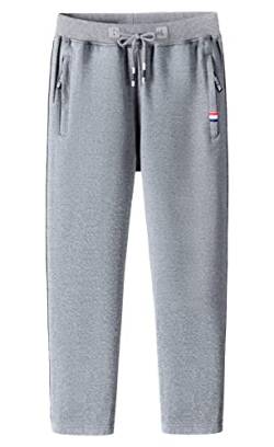 KTWOLEN Jogginghose Herren Trainingshosen Baumwolle Freizeithose Herren Lang mit Tunnelzug Slim Fit Sweatpants Herren mit Taschen, Hellgrau, L von KTWOLEN