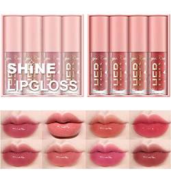 4 Pcs Shimmer Lipgloss Crystal Jelly Liquid Lipstick Set Feuchtigkeitsspendendes feuchtigkeitsspendendes langanhaltendes Lippengel mit rosa Box (A) von KTouler