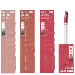 KTouler 3 Colors Matte Liquid Lipstick Set, Velvet Smooth Nude Lip Gloss, Waterproof Moisturizing Long Lasting Highly Pigmented Matte Lip Stain with Gift Box (A) von KTouler