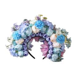 KUAIYIJU Doppelseitiges Blumen Stirnband Mexica Rosen Haarband Modisches Damen Braut Haar Accessoire Brautgirlanden Elegantes Hochzeits Haar Accessoire von KUAIYIJU