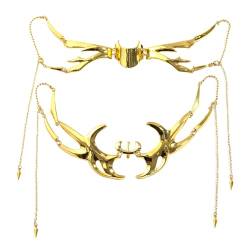 KUAIYIJU Futuristischer Modeschmuck Cosplay Mechanische Gesichtsbedeckung Metall Alien Flüssigkeit Ornament Straßenschmuck Geschenk Maskerade Party Accessoires von KUAIYIJU