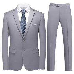 KUDMOL Herren Anzug 2 Stücke Slim Fit Anzug Business Hochzeit Formal Dinner Zwei Knöpfe Smoking Anzug für Männer Klassischer Blazer Weste Hose Set von KUDMOL