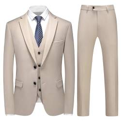 KUDMOL Herren Anzug 3 Stücke Slim Fit Anzug Business Hochzeit Formal Dinner Zwei Knöpfe Smoking Anzug für Männer Klassischer Blazer Weste Hose Set von KUDMOL