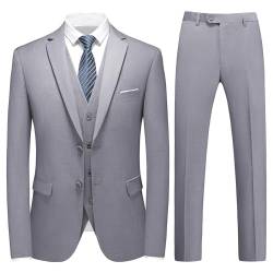 KUDMOL Herren Anzug 3 Stücke Slim Fit Anzug Business Hochzeit Formal Dinner Zwei Knöpfe Smoking Anzug für Männer Klassischer Blazer Weste Hose Set von KUDMOL