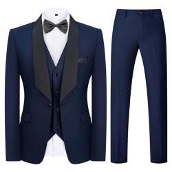 KUDMOL Herrenanzug 3 Stück Smoking EIN Knopf Blazer Weste Hose Sets für Hochzeit Party Prom von KUDMOL