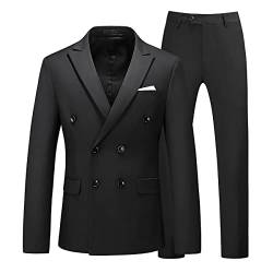 KUDORO Anzug Herren Anzüge Slim Fit 2 Teilig Herrenanzüge Zwei Knöpfe für Hochzeit Business Herrenanzug Sakko Hose(Schwarz,L) von KUDORO