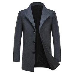 KUDORO Herren Wintermantel Kurzmantel Wollmantel Stehkragen Herren Mantel Warm Kurz Slim Fit Winterjacke für Business Freizeit Peacoat Herren Casual(Grau,XXL) von KUDORO