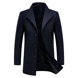 KUDORO Herren Wintermantel Kurzmantel Wollmantel Stehkragen Herren Mantel Warm Kurz Slim Fit Winterjacke für Business Freizeit Peacoat Herren Casual(Marineblau,XS) von KUDORO