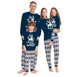 KUGEKI Weihnachtspyjama Familie Set Christmas Pajamas Family Urlaubs Nachtwäsche Hirschkopf Buchstaben Langärmelig Passendes Familien Pyjama Set,Dad L von KUGEKI