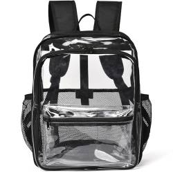 KUI WAN Transparenter Rucksack, transparente Rucksäcke für die Schule, strapazierfähig, durchsichtig, Büchertasche, wasserdichter Rucksack für Männer und Frauen, Style 2-schwarz, 12x7x15.5 inche, von KUI WAN