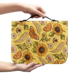 KUIFORTI Bibelhülle mit Schmetterlings-Sonnenblumen-Motiv, Schutz für Frauen und Mädchen, Unkraut, Sonnenblume, Bibelhalter, Tragetasche, PU-Leder, Bibeltasche und Tragetasche, große Kirchentasche, von KUIFORTI