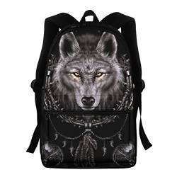 KUIFORTI Kinder Schulrucksack, 3D-Tier-Rucksack für Jungen und Mädchen, leicht, für Reisen und Freizeit, Black Wolf, Einheitsgröße von KUIFORTI