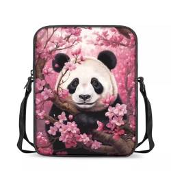 KUIFORTI Kuriertaschen für Kinder, Cross-Body, Mini-Reise-Geldbörse, Handy-Schulter-Handtasche, Rosa süßer Panda, Einheitsgröße von KUIFORTI