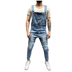 KUIH Mode Herren Jeans, Latzhose Slim Fit Lang Hose Denim Jumpsuit Vintage Overall Workwear Männer Cargohose Jogginghose Trainingshose Freizeithose Loose mit Löcher für Männer von KUIH