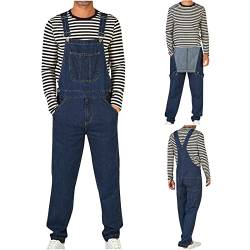 KUIH Mode Herren Jeans, Latzhose Slim Fit Lang Hose Denim Jumpsuit Vintage Overall Workwear Männer Cargohose Jogginghose Trainingshose Freizeithose Loose mit Löcher für Männer von KUIH